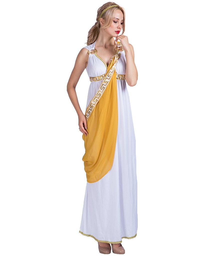 EraSpooky Women's Roman Lady Greek Goddess Costume(White, OneSize) - Image 1